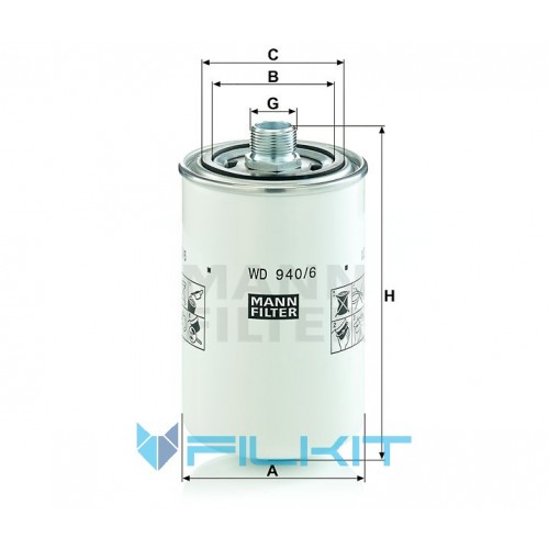 Hydraulic filter WD 940/6 [MANN]