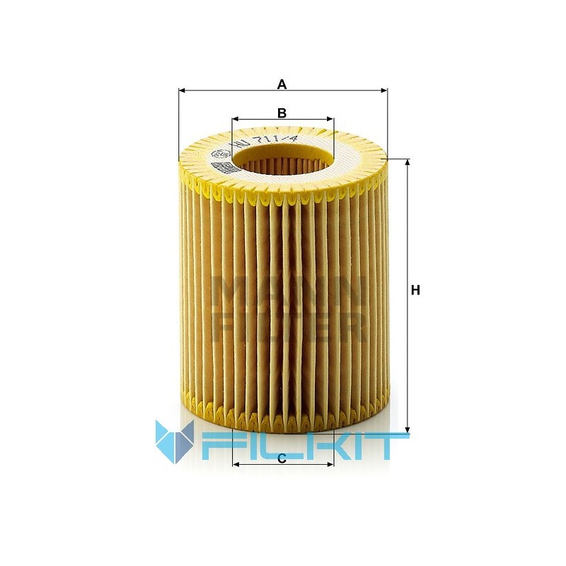 Oil filter (insert) HU 711/4 x [MANN]