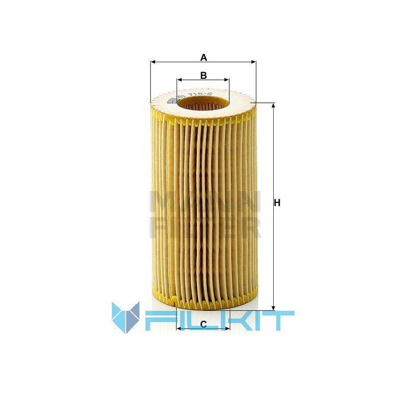 Oil filter (insert) HU 718/6 x [MANN]
