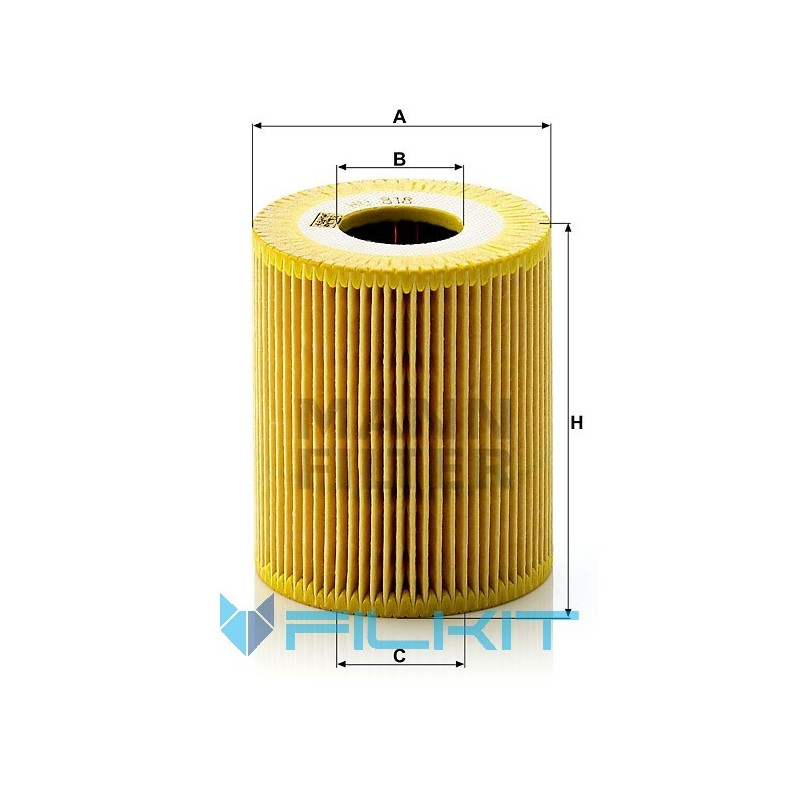 Oil filter (insert) HU 818 x [MANN]