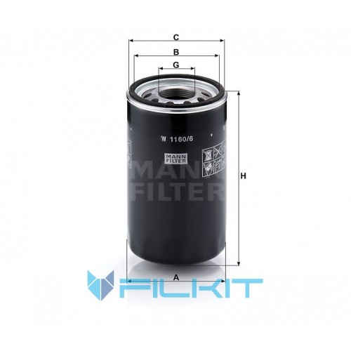 Hydraulic filter W 1160/6 [MANN]