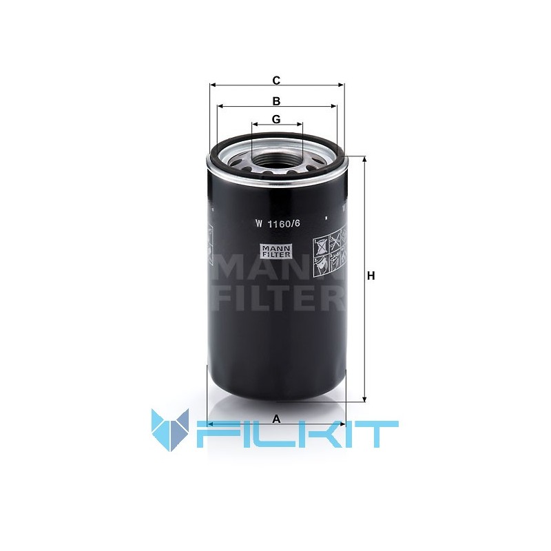Hydraulic filter W 1160/6 [MANN]