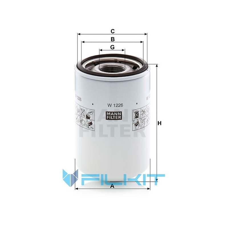 Hydraulic filter W 1226 [MANN]