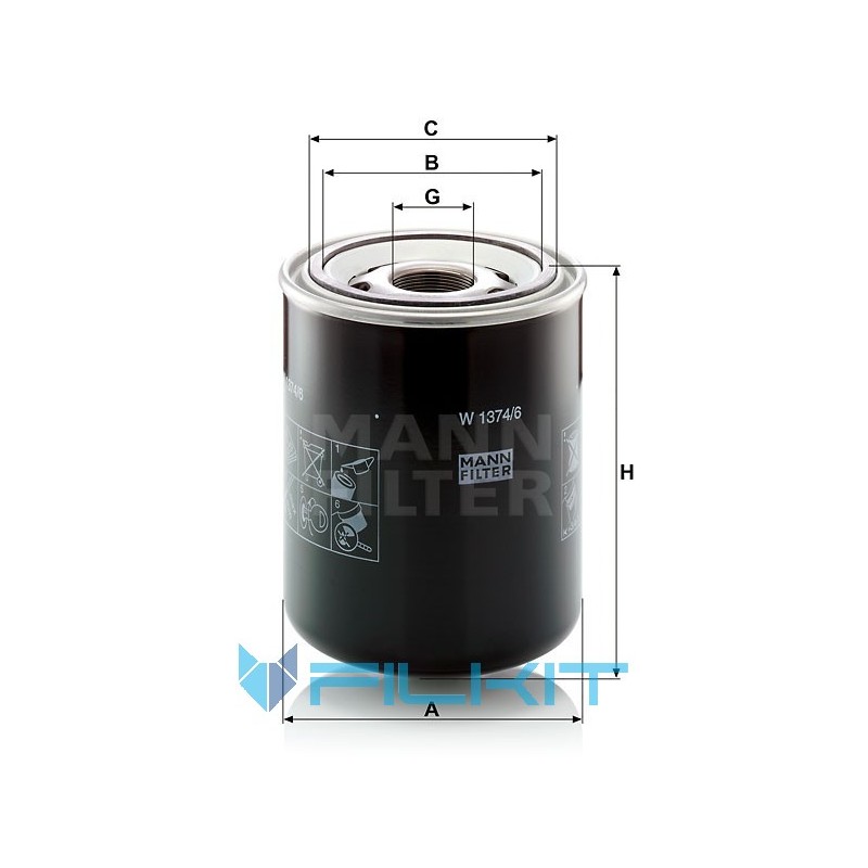 Hydraulic filter W 1374/6 [MANN]
