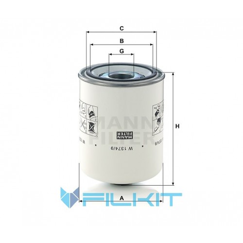 Hydraulic filter W 1374/9 [MANN]
