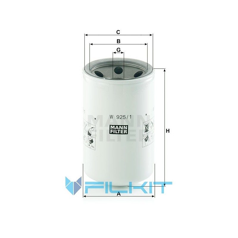 Hydraulic filter W 925/1 [MANN]