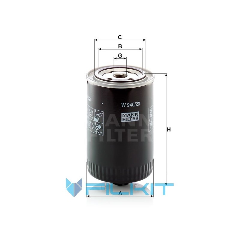 Oil filter W 940/20 [MANN]