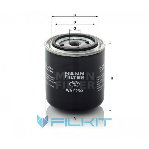 Cooling system filter WA 923/3 [MANN]