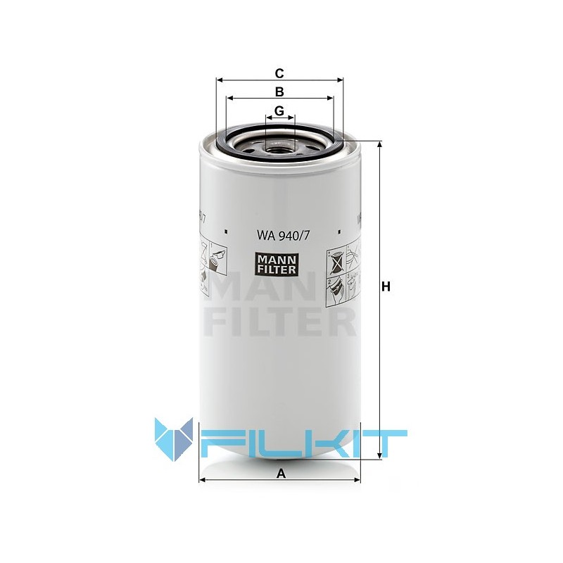 Cooling system filter WA 940/7 [MANN]